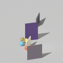Static preview of four colored balls in a simulated 3D scene
